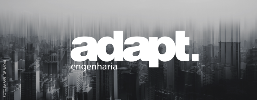 Capa social da Adapt Engenharia com logo sobre imagem da cidade de São Paulo